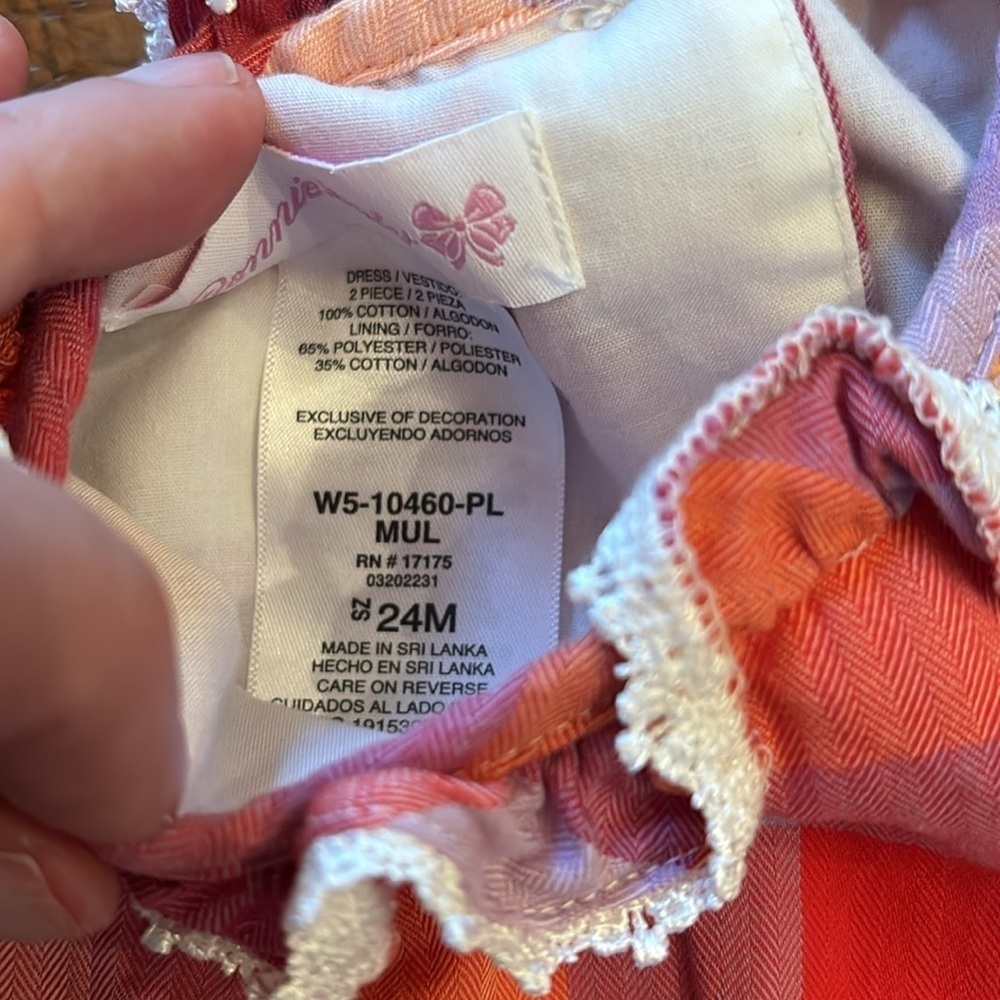 Bonnie Baby pink Plaid Smocked Embroidered Pumpkin Dress Size 24M - Picture 6 of 9
